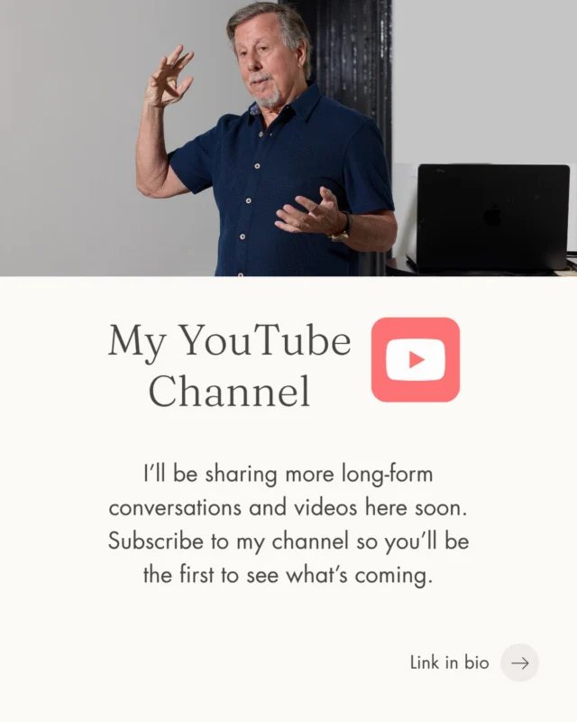 I’m looking forward to sharing more of my work on YouTube.

I’ll be bringing more long-form conversations, a new series, and plenty more to the channel soon.

If you haven’t already, subscribe to my channel using the link in my bio. I’d love to have you join me there.